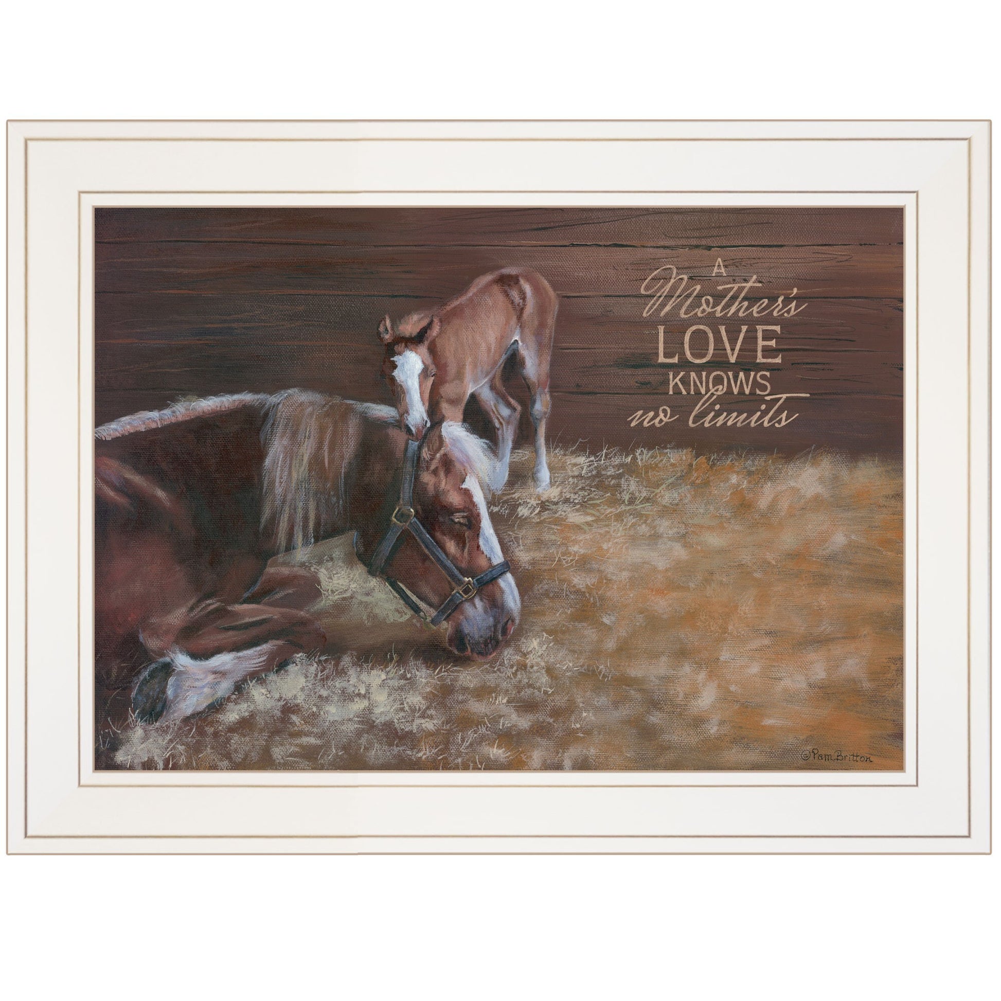 A Mother Love Horses 1 White Framed Print Wall Art - Galactic capuchin