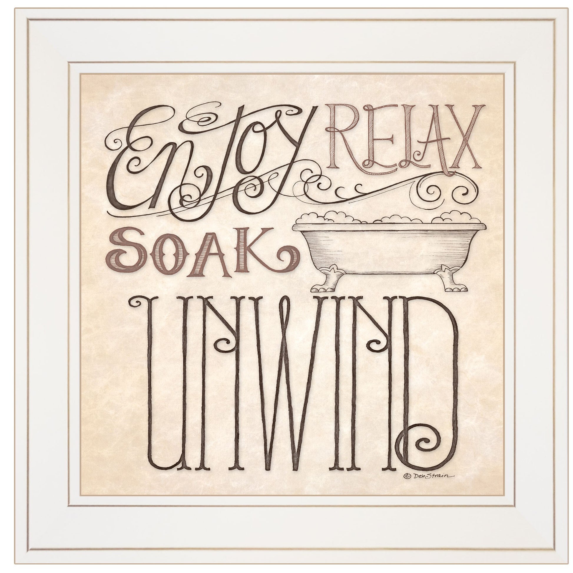 Soak and Relax 2 White Framed Print Bathroom Wall Art - Galactic capuchin