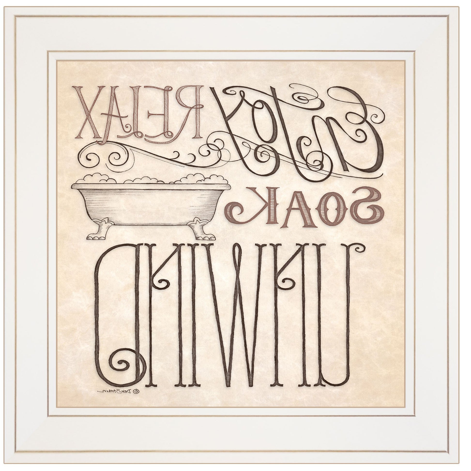 Soak and Relax 2 White Framed Print Bathroom Wall Art - Galactic capuchin