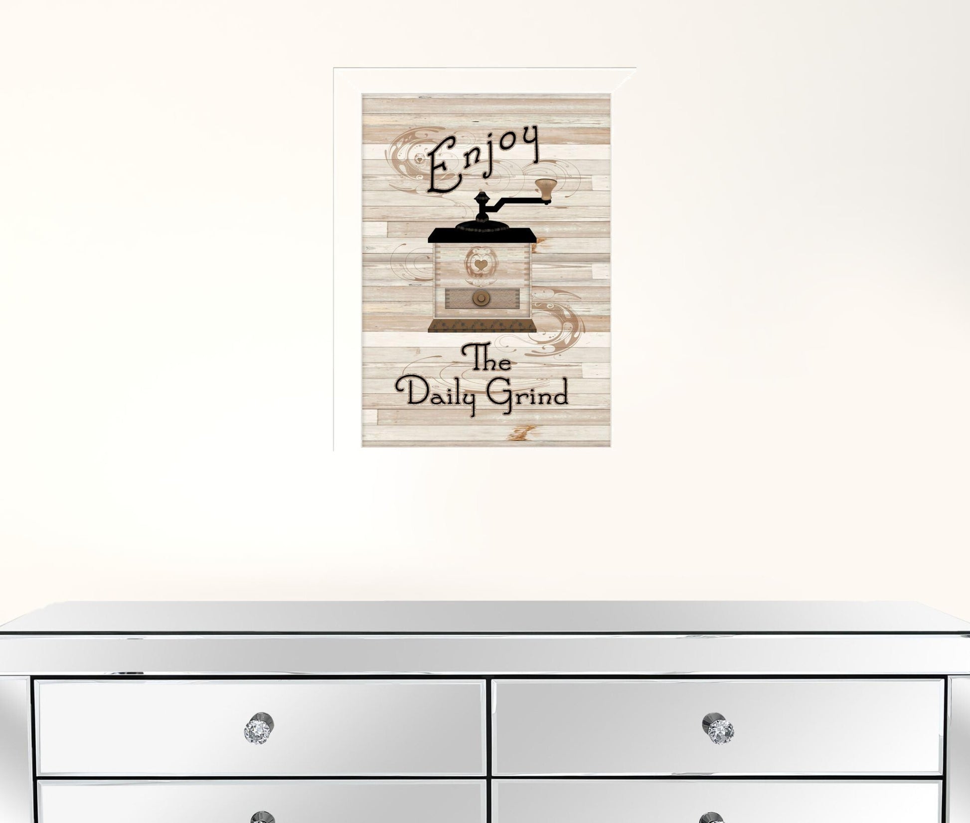 The Daily Grind 4 White Framed Print Kitchen Wall Art - Galactic capuchin