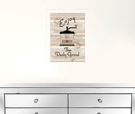 The Daily Grind 4 White Framed Print Kitchen Wall Art - Galactic capuchin