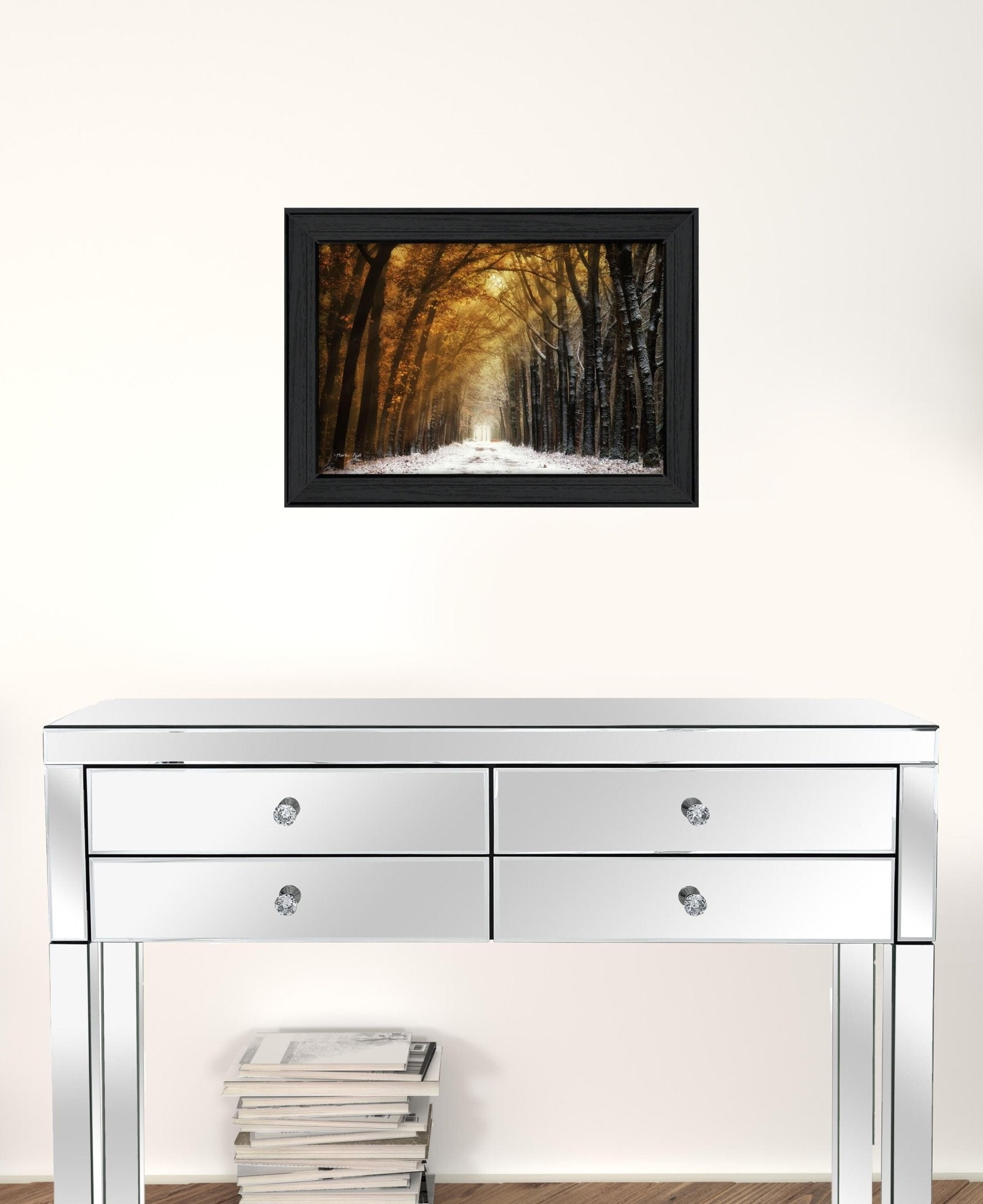 Autumn to Winter Black Framed Print Wall Art - Galactic capuchin