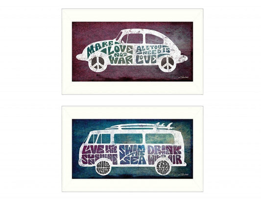 Set Of Two Retro White Framed Print Wall Art - Galactic capuchin