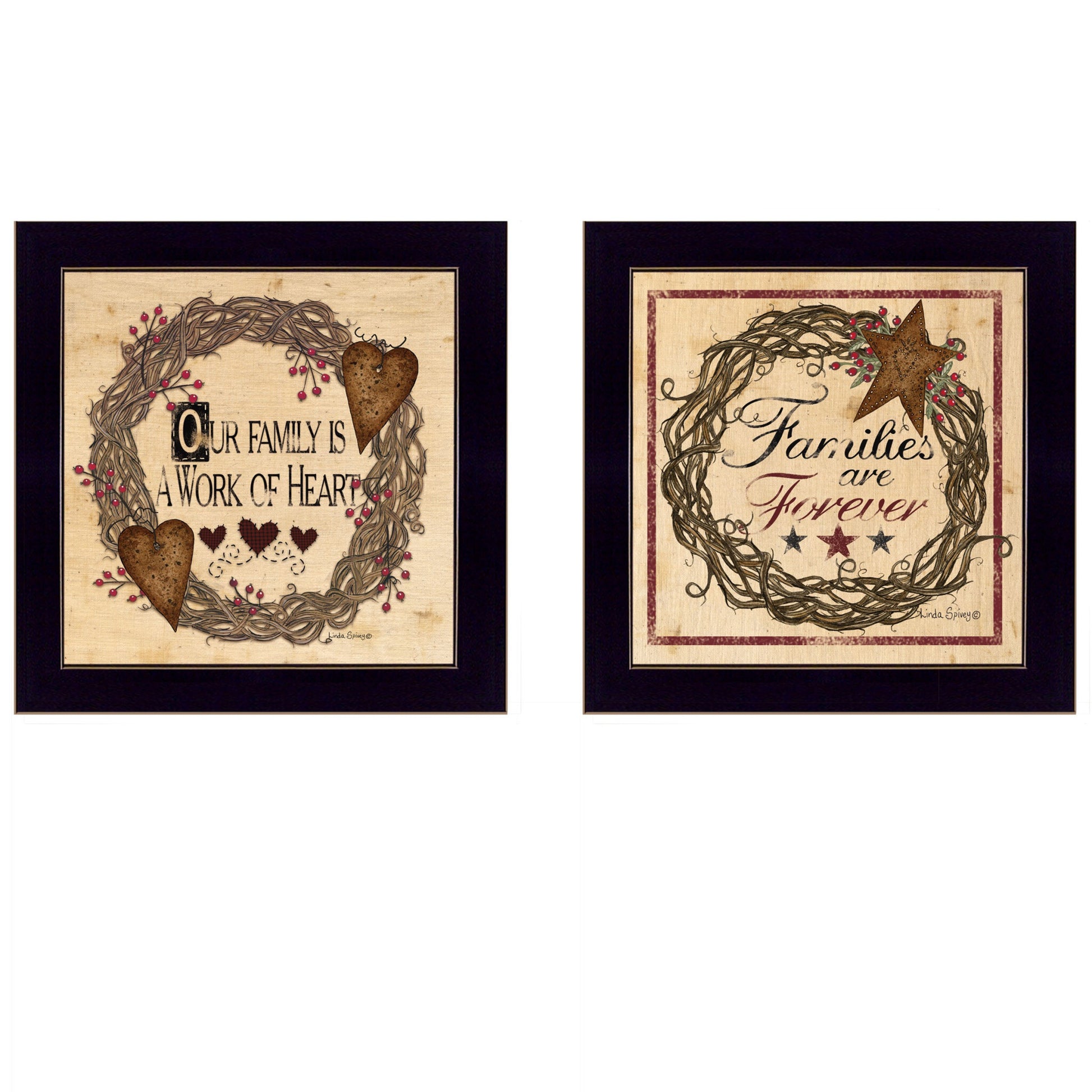 Set Of Two Family Wisdom II Black Framed Print Wall Art - Galactic capuchin