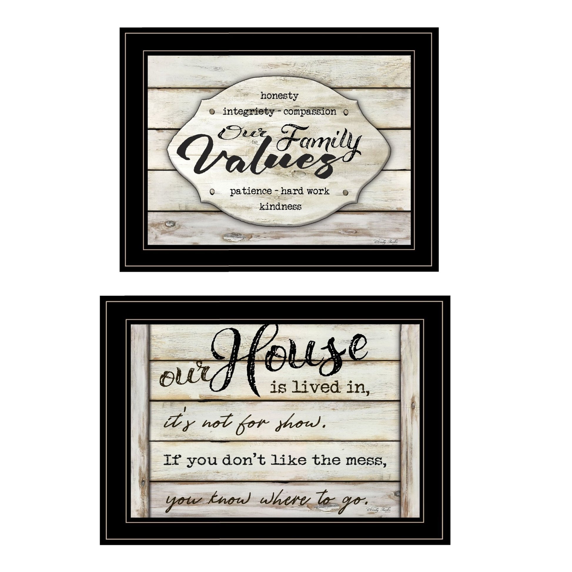 Set Of Two Family Values 2 Black Framed Print Wall Art - Galactic capuchin