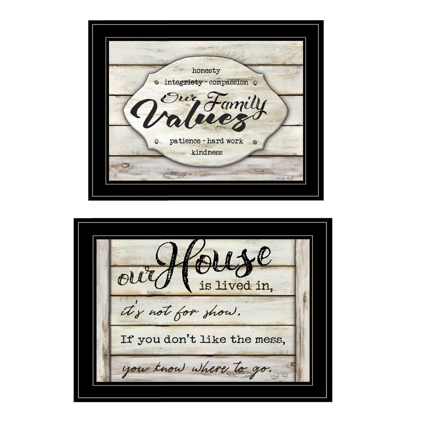Set Of Two Family Values 2 Black Framed Print Wall Art - Galactic capuchin
