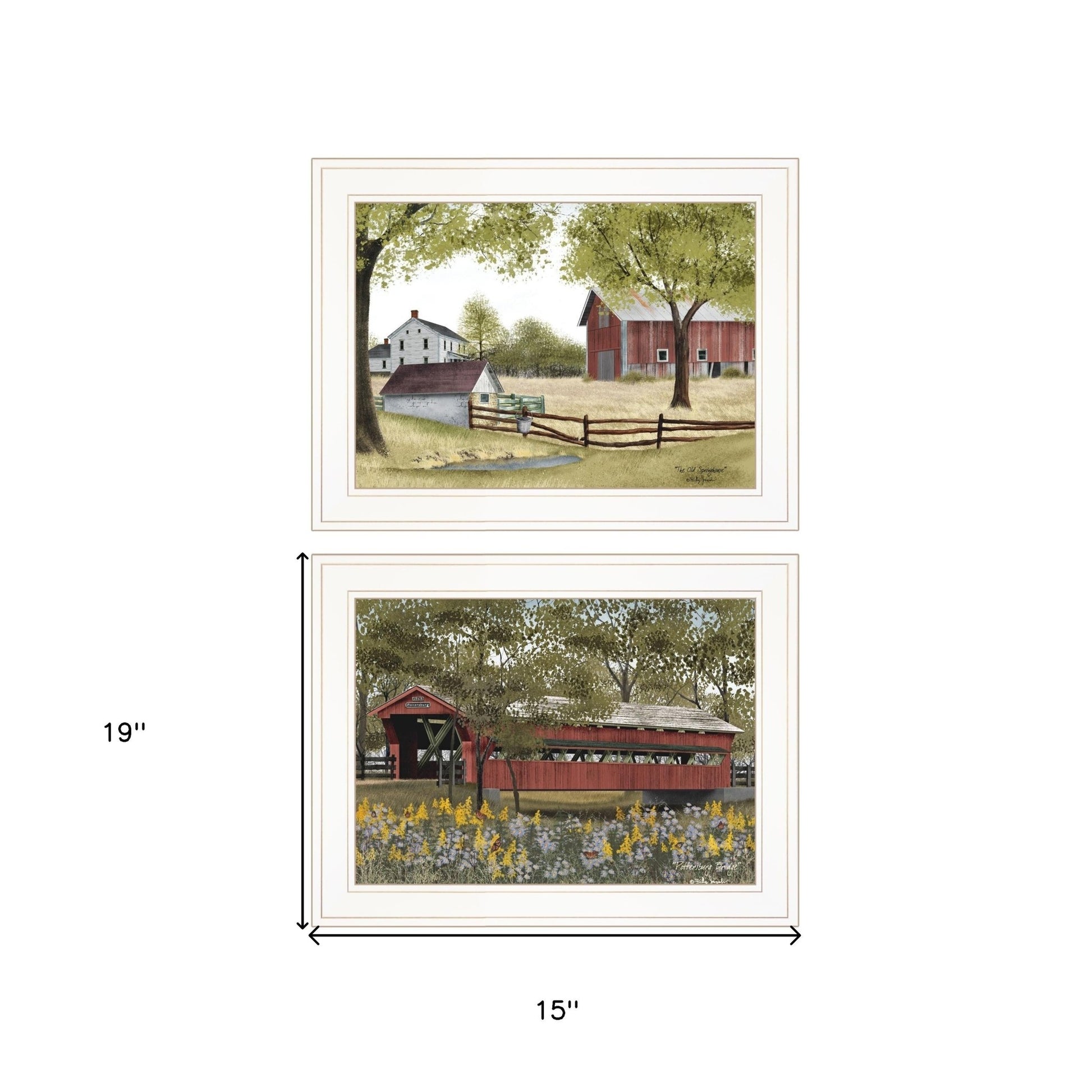 Set Of Two The Spring House 1 White Framed Print Wall Art - Galactic capuchin