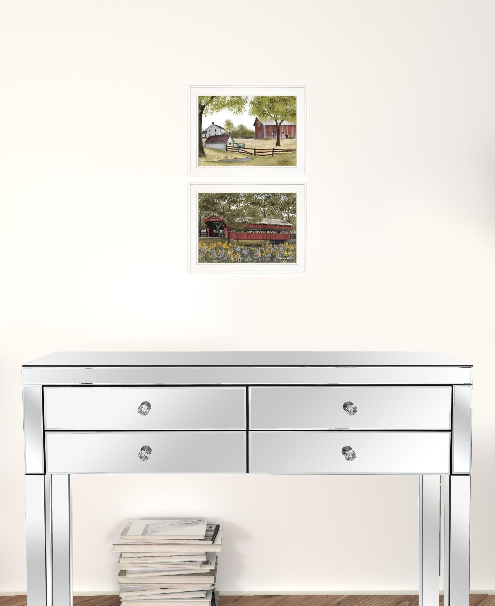 Set Of Two The Spring House 1 White Framed Print Wall Art - Galactic capuchin