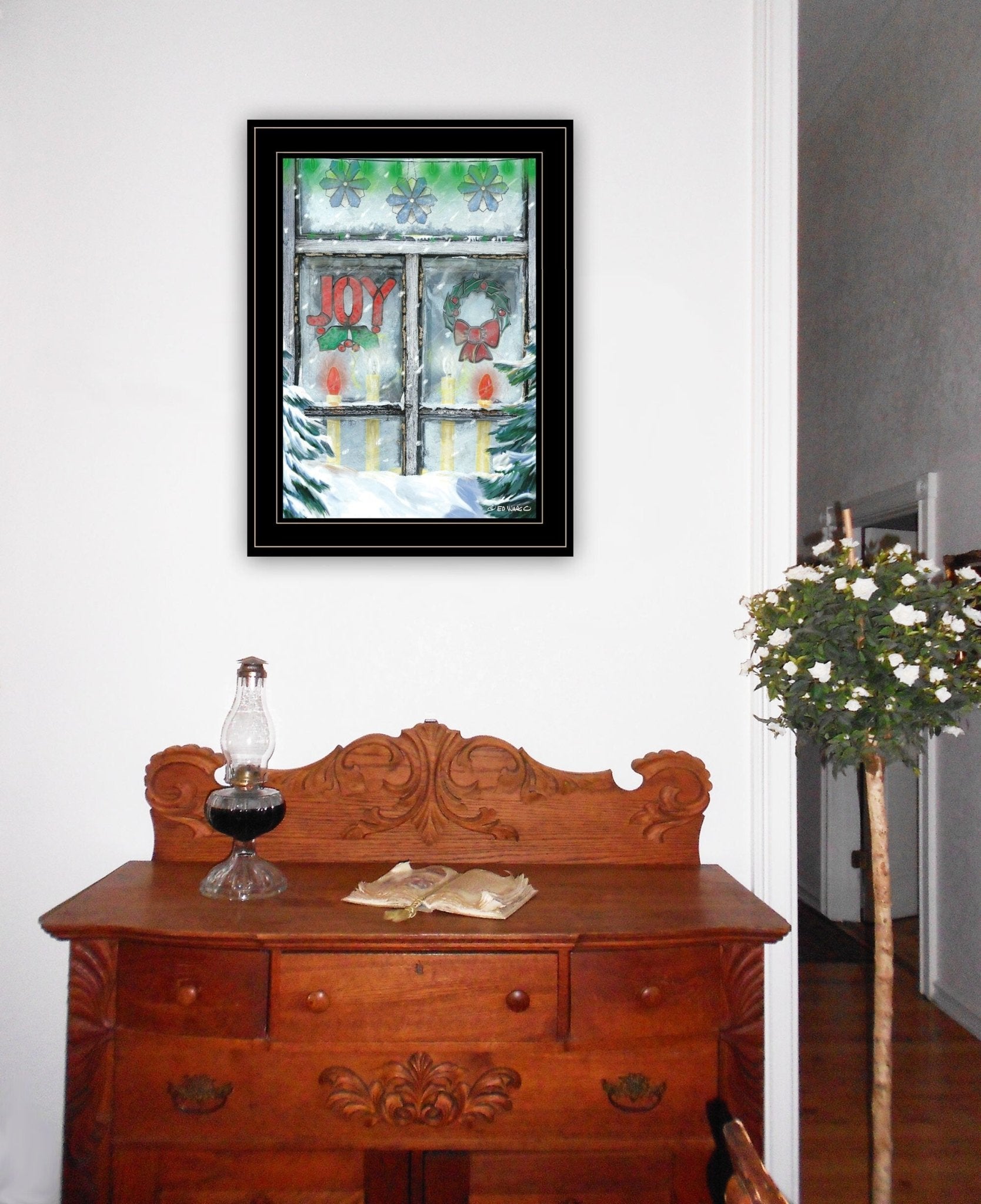 Christmas Joy 2 Black Framed Print Wall Art - Galactic capuchin