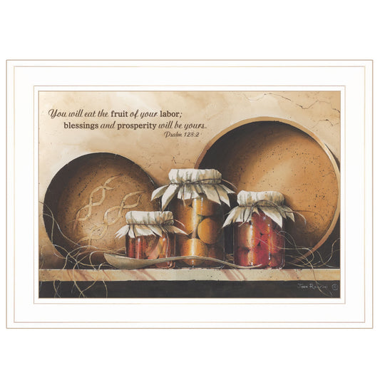 Blessings and Prosperity 2 White Framed Print Wall Art - Galactic capuchin
