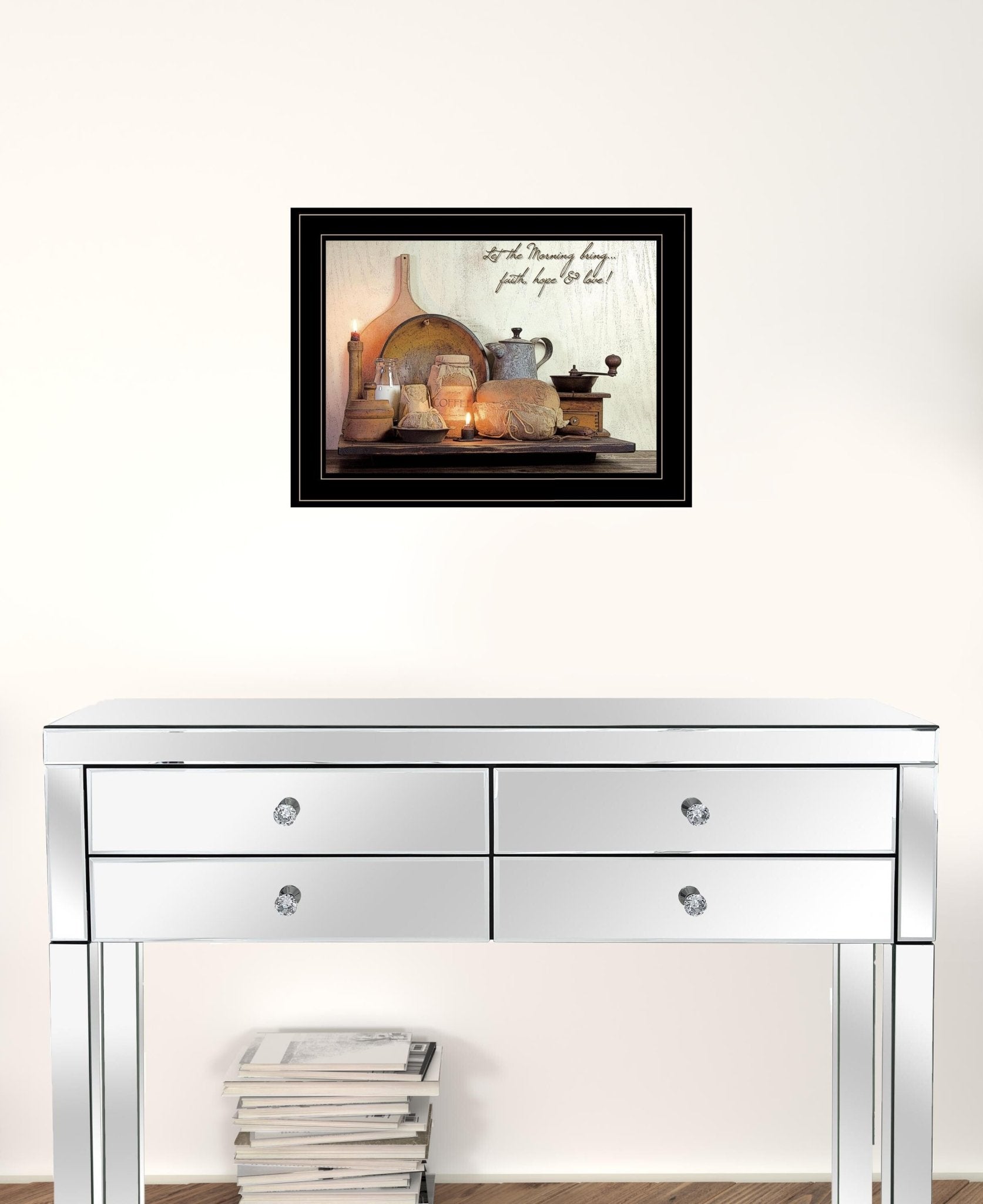 Faith Hope and Love 2 Black Framed Print Kitchen Wall Art - Galactic capuchin