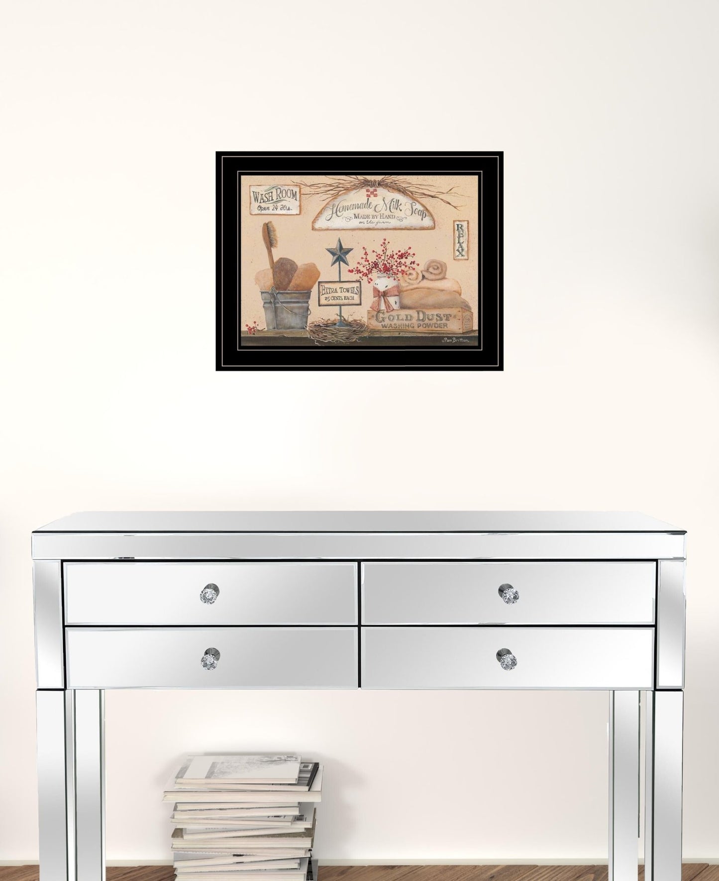 Set Of Two Wash Room 2 Black Framed Print Bathroom Wall Art - Galactic capuchin