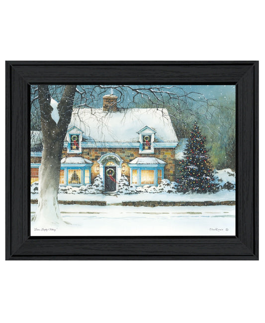 Snow Softly Falling 1 Black Framed Print Wall Art - Galactic capuchin