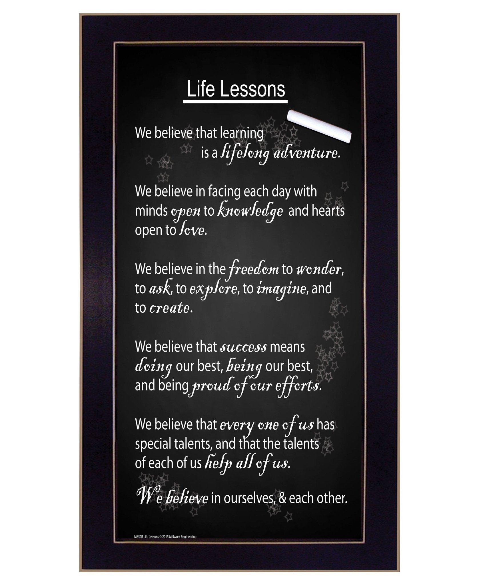 Life Lessons 5 Black Framed Print Wall Art - Galactic capuchin