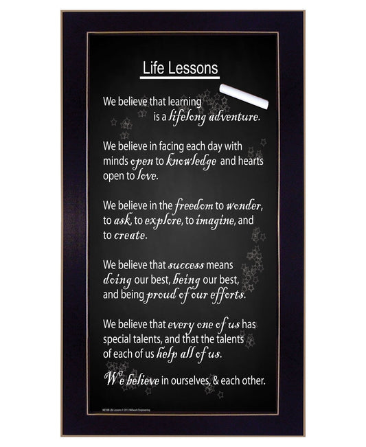 Life Lessons 5 Black Framed Print Wall Art - Galactic capuchin