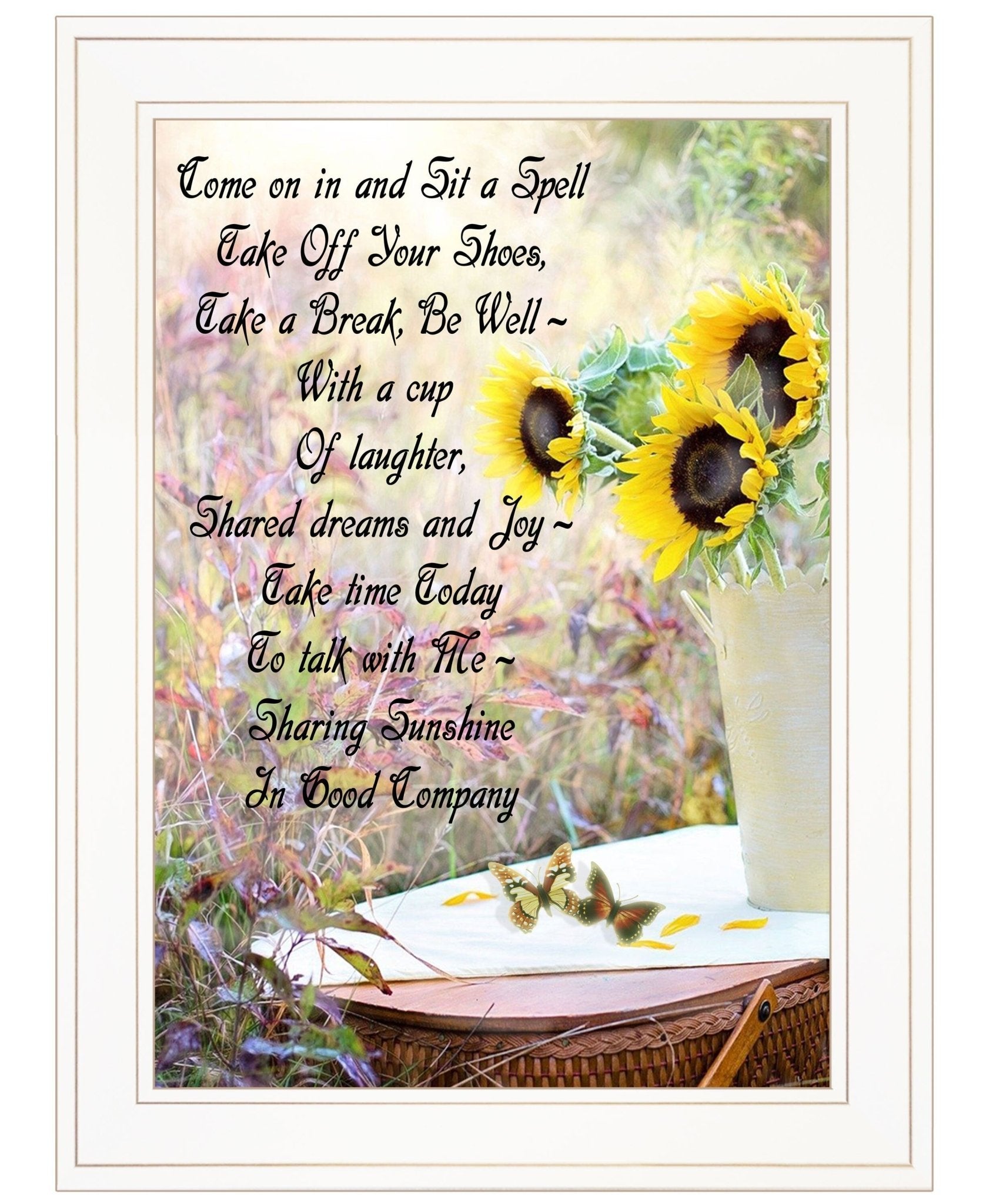 Sharing Sunshine 2 White Framed Print Wall Art - Galactic capuchin