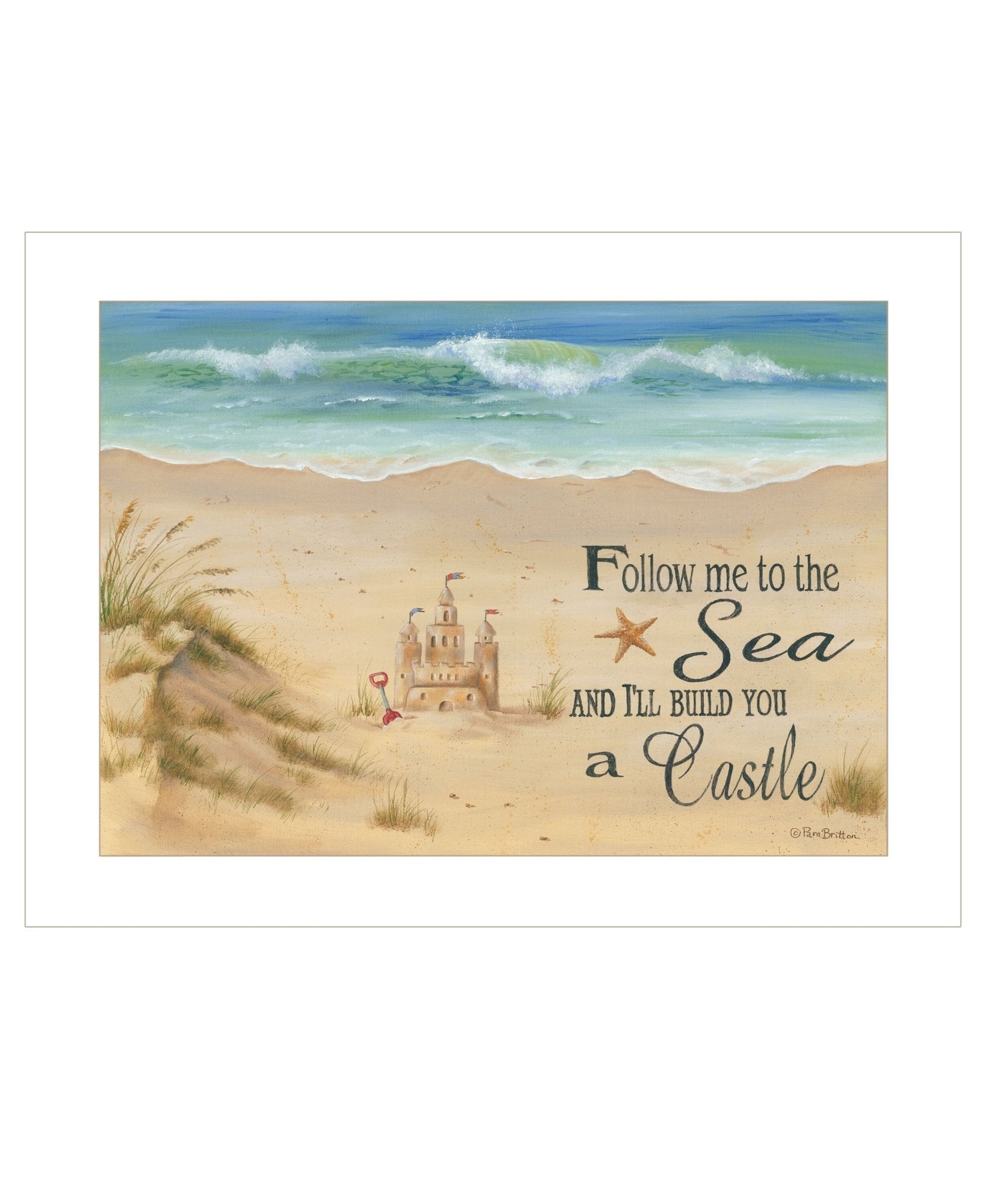 Sand Castle 1 White Framed Print Wall Art - Galactic capuchin