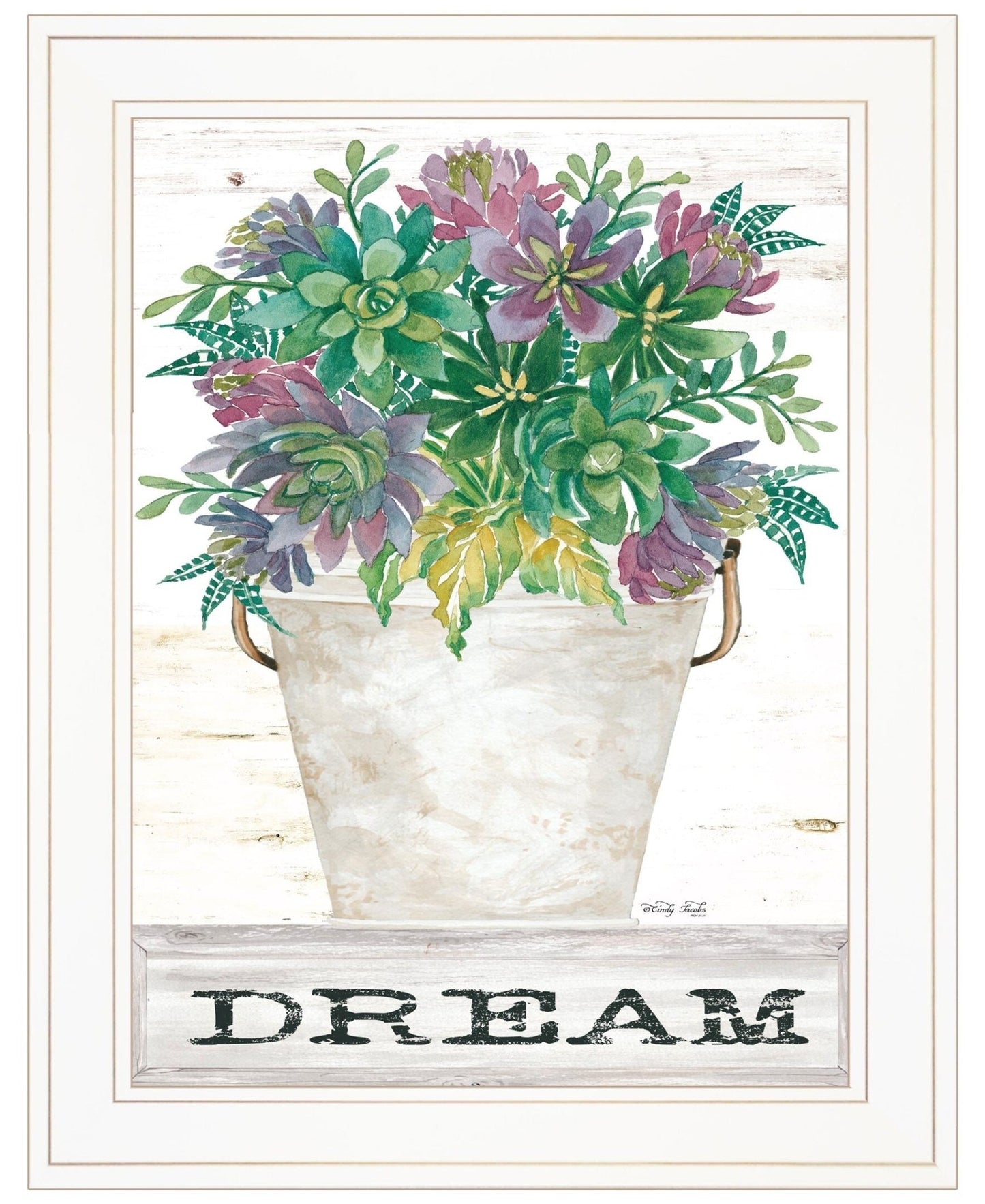Dream Succulents 2 White Framed Print Wall Art - Galactic capuchin