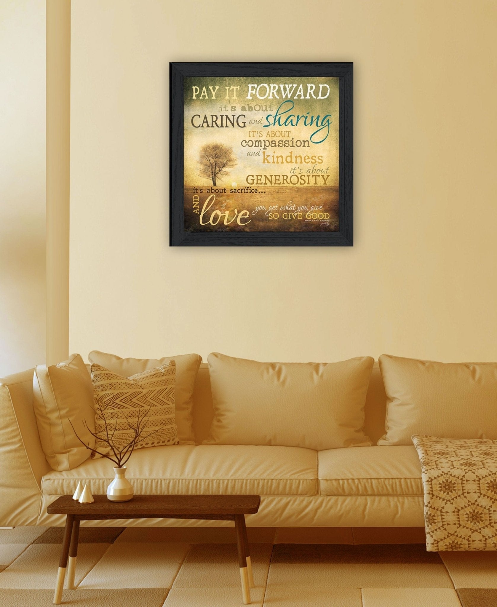 Meaning of Pay it Forward 2 Black Framed Print Wall Art - Galactic capuchin