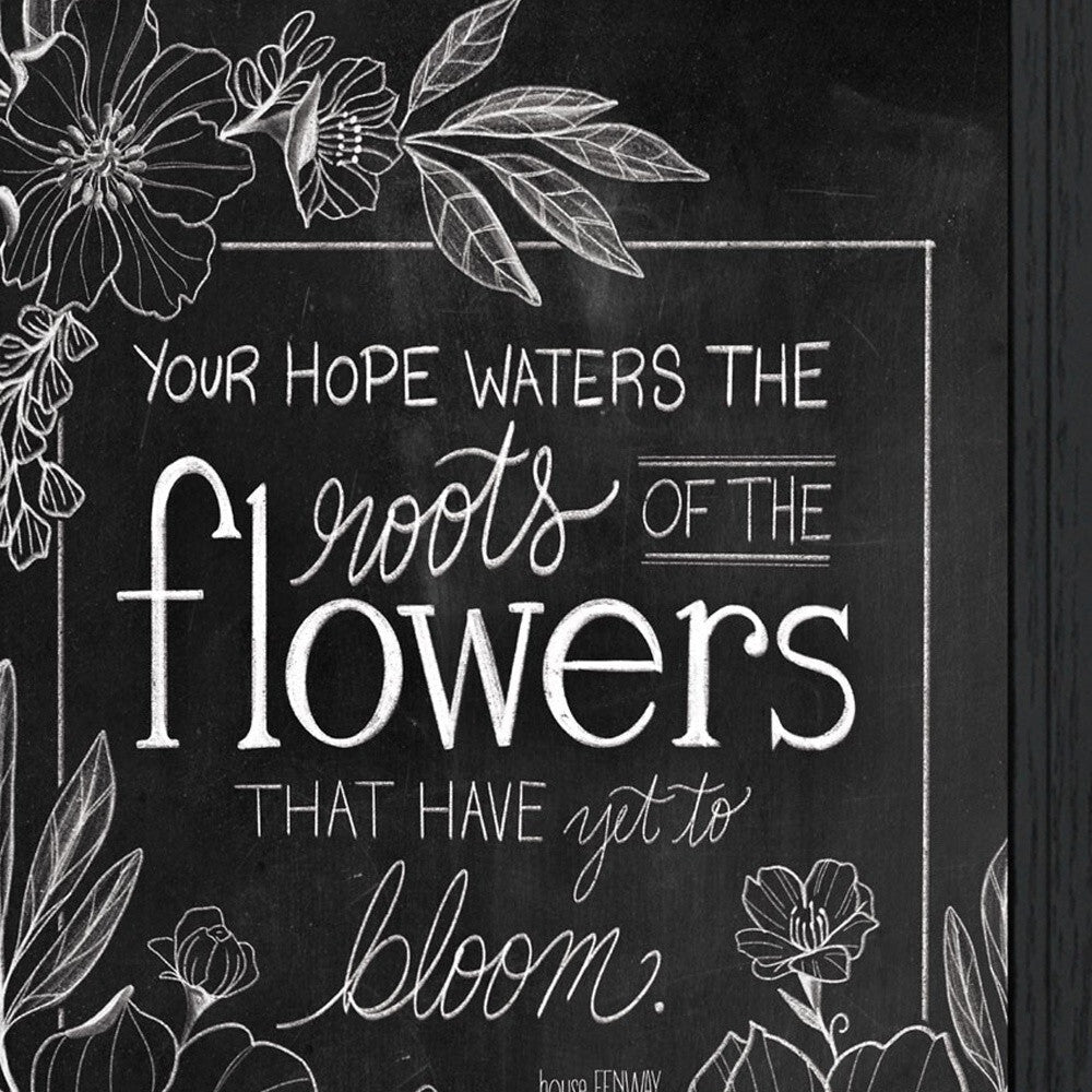 Set Of Two Vintage Chalkboard Blooms Black Framed Print Wall Art - Galactic capuchin