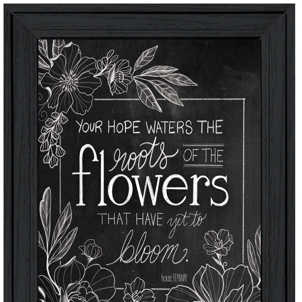 Set Of Two Vintage Chalkboard Blooms Black Framed Print Wall Art - Galactic capuchin