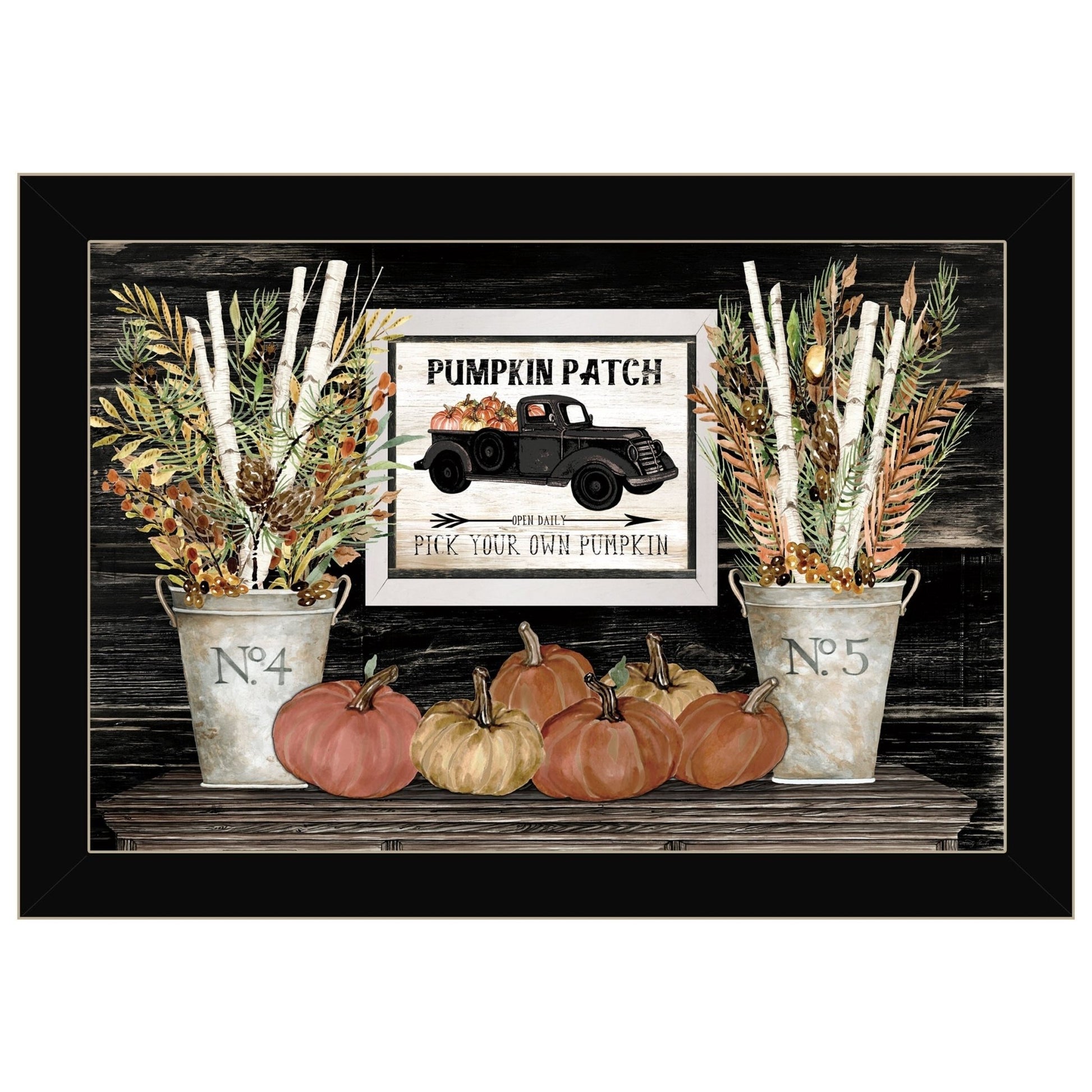 Pumpkin Patch Still Life 1 Black Framed Print Wall Art - Galactic capuchin