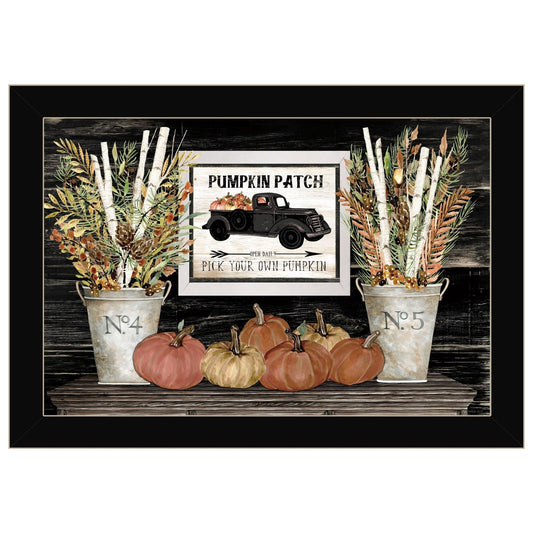 Pumpkin Patch Still Life 1 Black Framed Print Wall Art - Galactic capuchin
