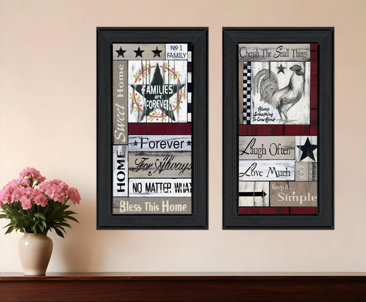 Set Of Two Family Wisdom Black Framed Print Wall Art - Galactic capuchin