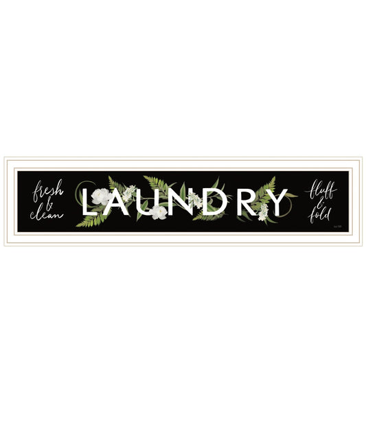 Laundry Fresh and Clean 2 White Framed Print Bathroom Wall Art - Galactic capuchin