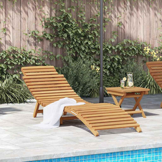 Sun Lounger Brown 77.95 x 21.65 x 23.03 in Solid Teak Wood - Galactic capuchin