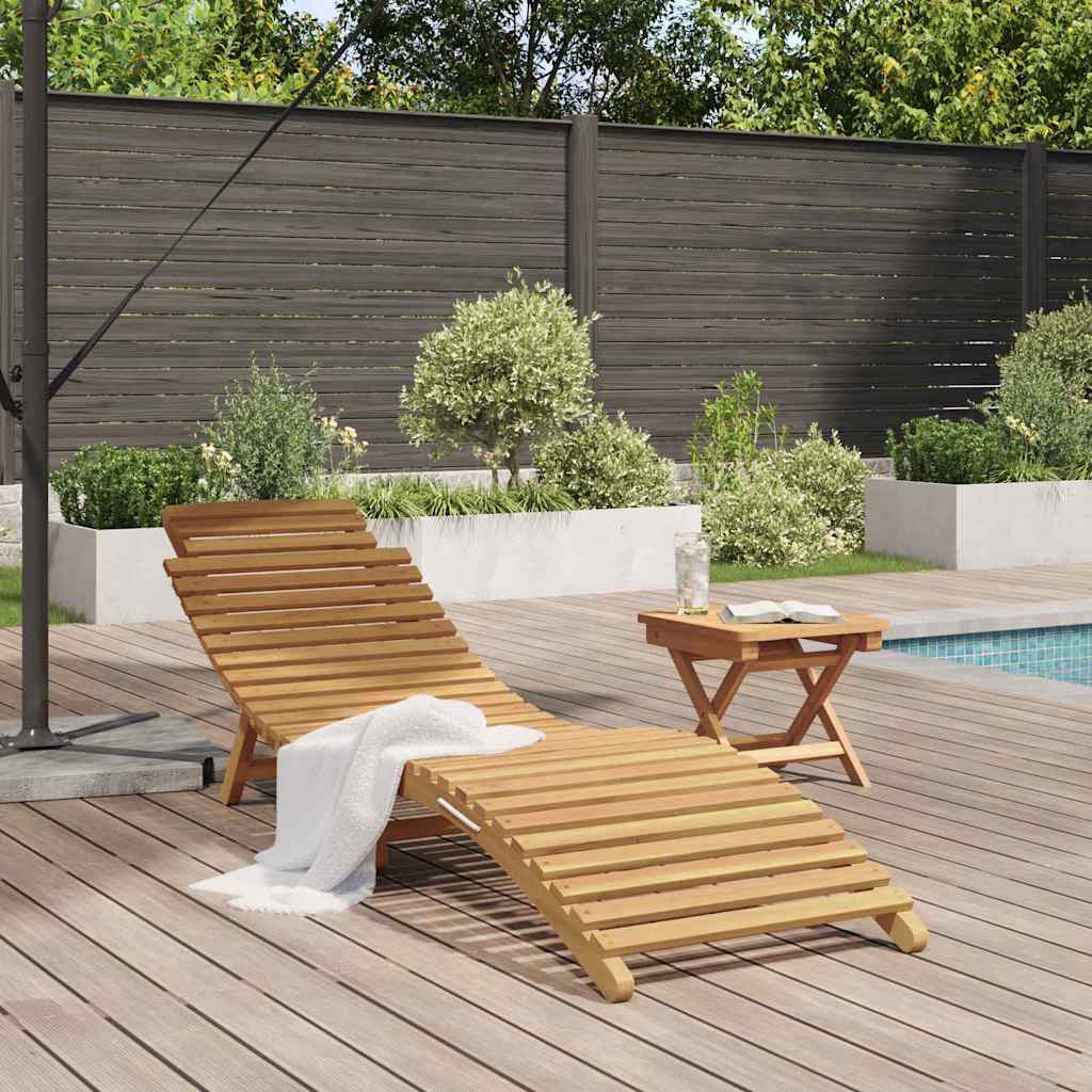Sun Lounger Brown 77.95 x 21.65 x 23.03 in Solid Teak Wood - Galactic capuchin