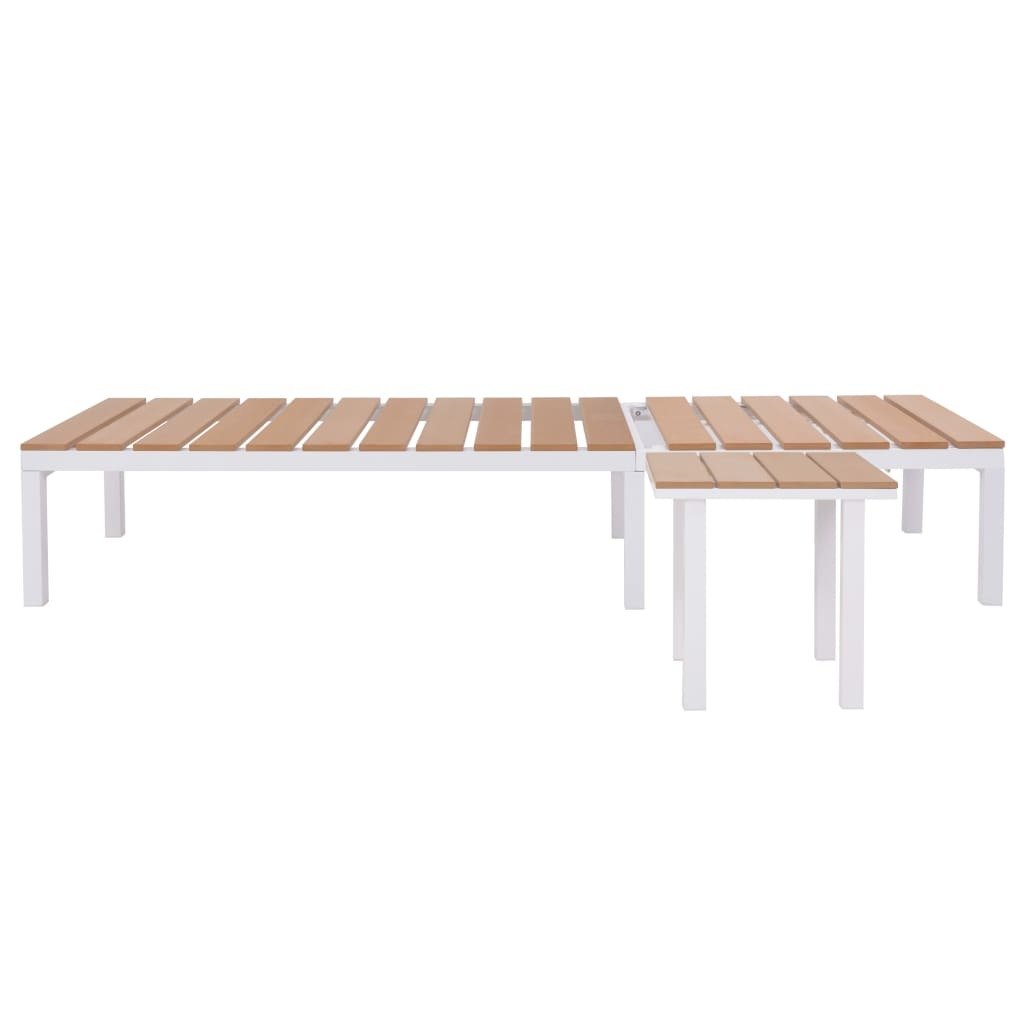 Sun Lounger with Table Aluminum WPC and Brown - Galactic capuchin