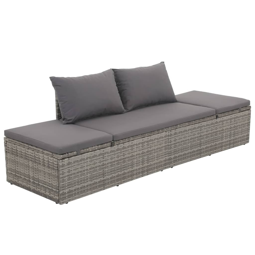 Patio Bed Gray 76.8"x23.6" Poly Rattan - Galactic capuchin