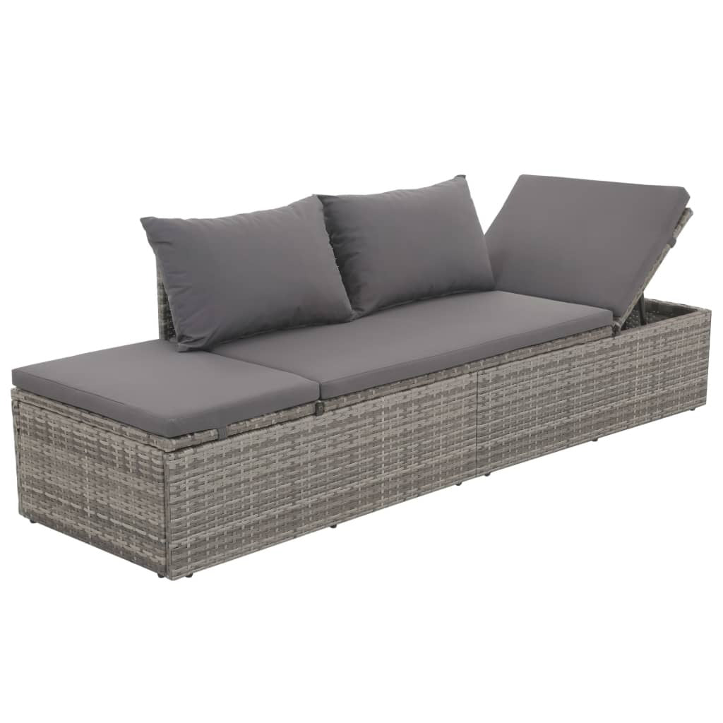Patio Bed Gray 76.8"x23.6" Poly Rattan - Galactic capuchin