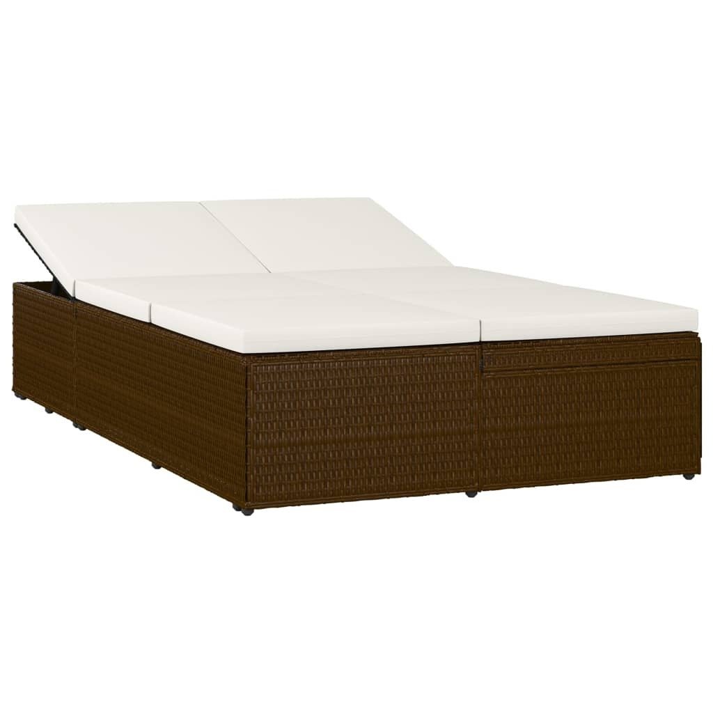 Convertible Sun Bed with Cushion Poly Rattan Brown - Galactic capuchin