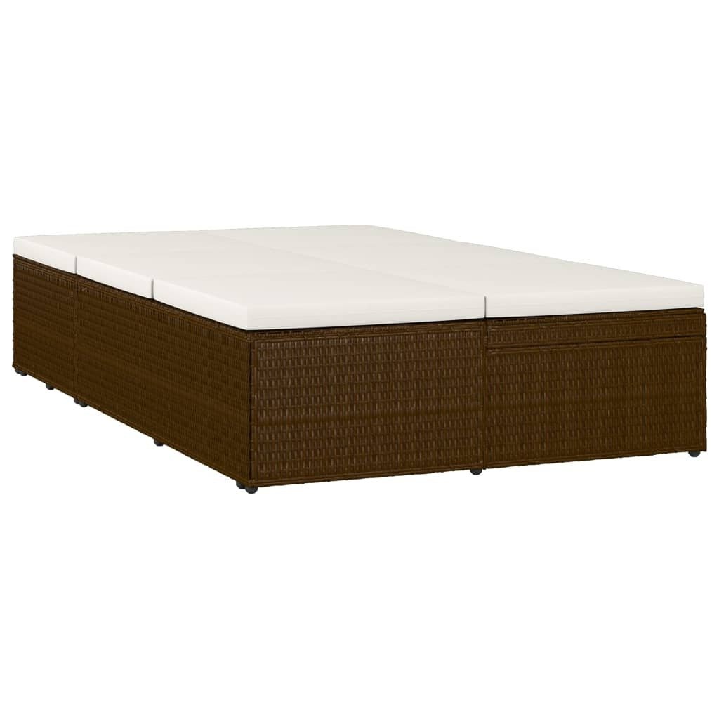 Convertible Sun Bed with Cushion Poly Rattan Brown - Galactic capuchin
