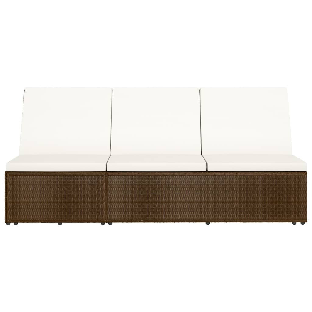 Convertible Sun Bed with Cushion Poly Rattan Brown - Galactic capuchin