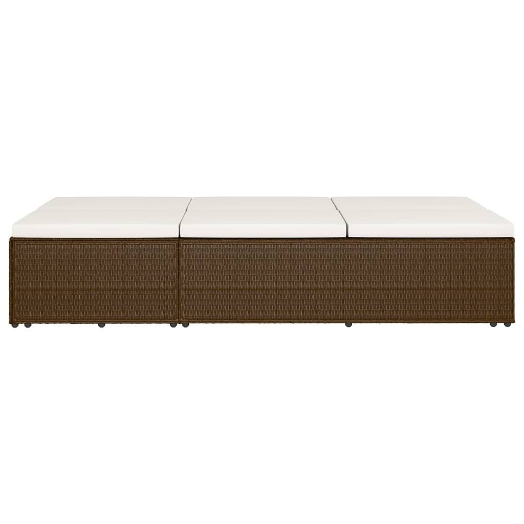 Convertible Sun Bed with Cushion Poly Rattan Brown - Galactic capuchin