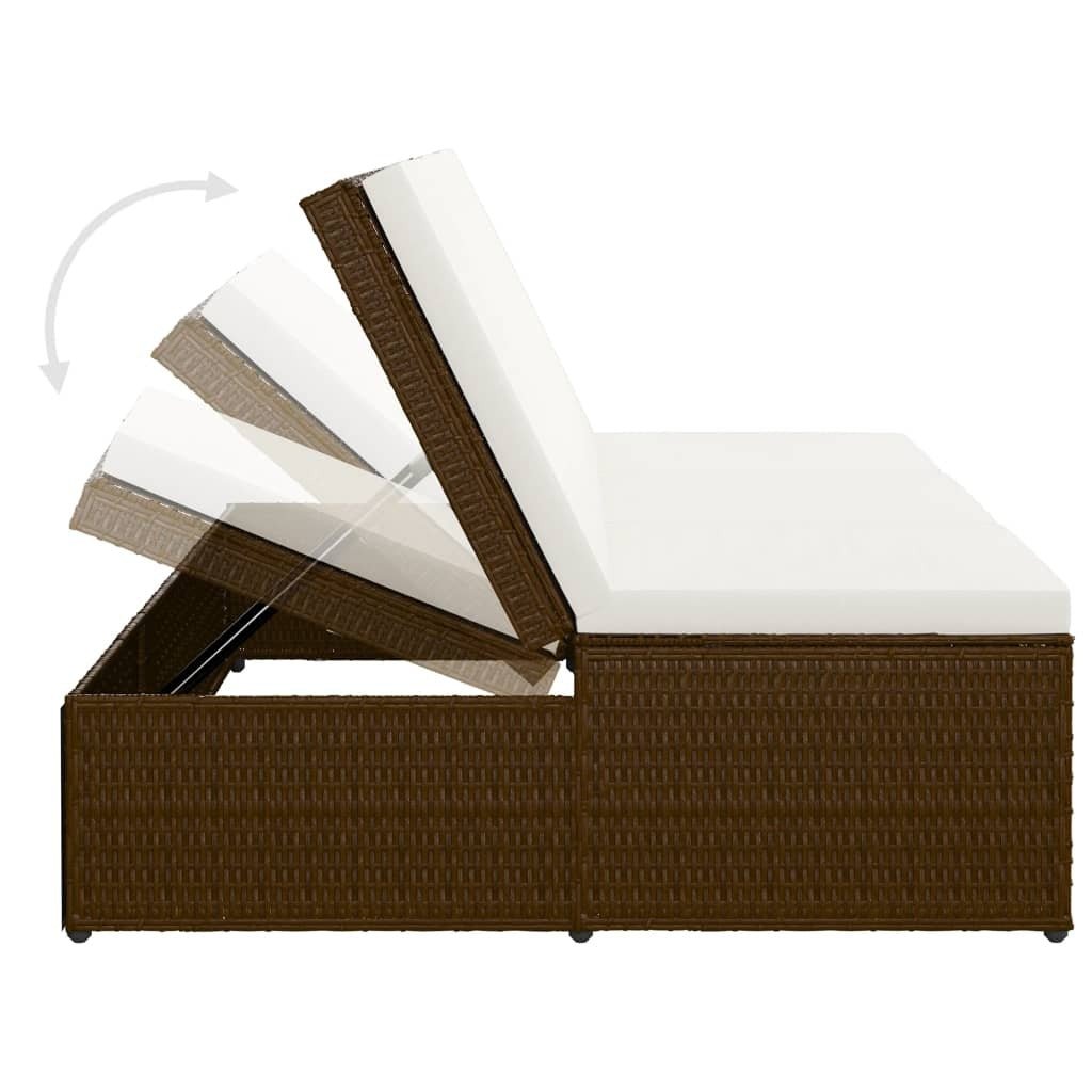 Convertible Sun Bed with Cushion Poly Rattan Brown - Galactic capuchin