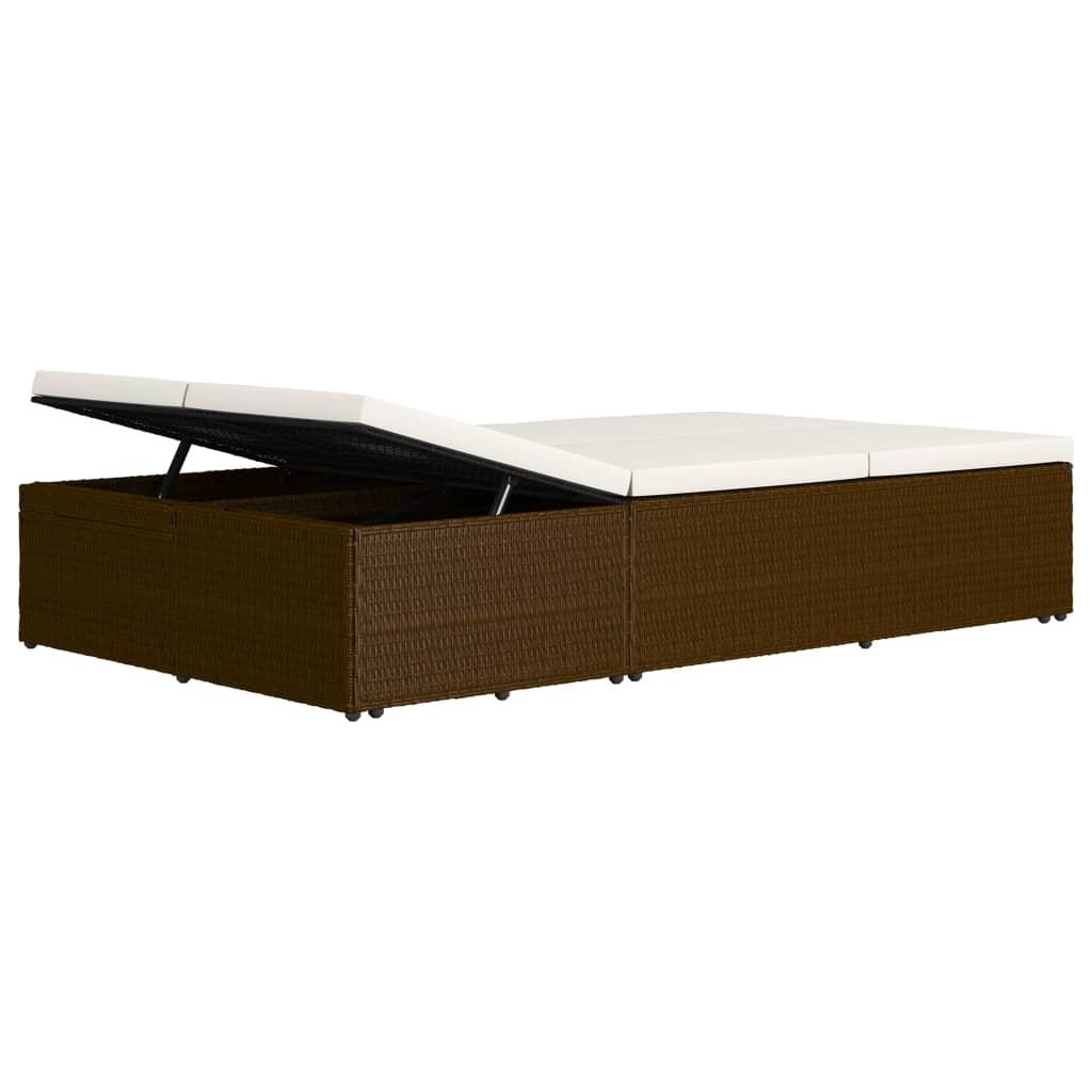 Convertible Sun Bed with Cushion Poly Rattan Brown - Galactic capuchin