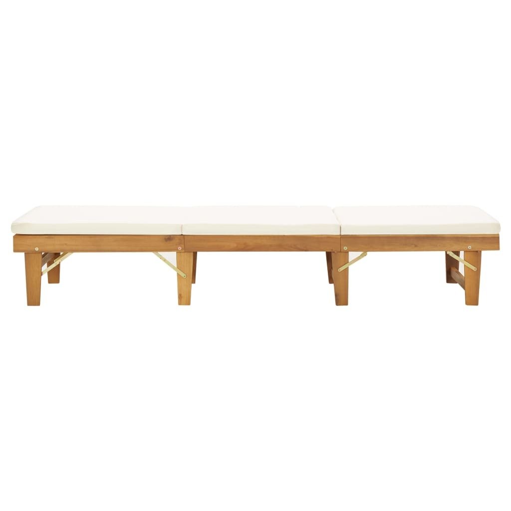 Folding Sun Lounger with Cushion Solid Acacia Wood - Galactic capuchin