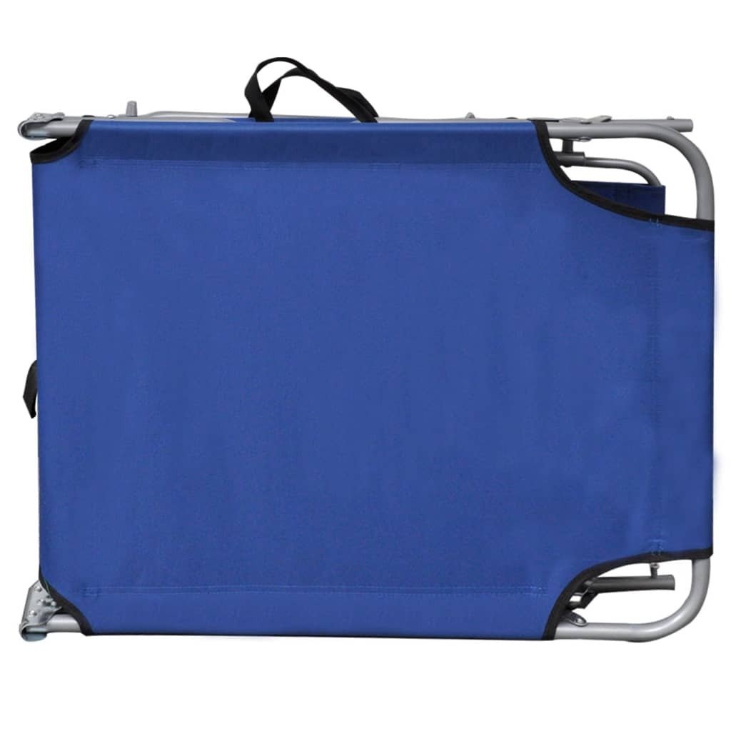 Folding Sun Lounger with Canopy Blue Aluminum - Galactic capuchin