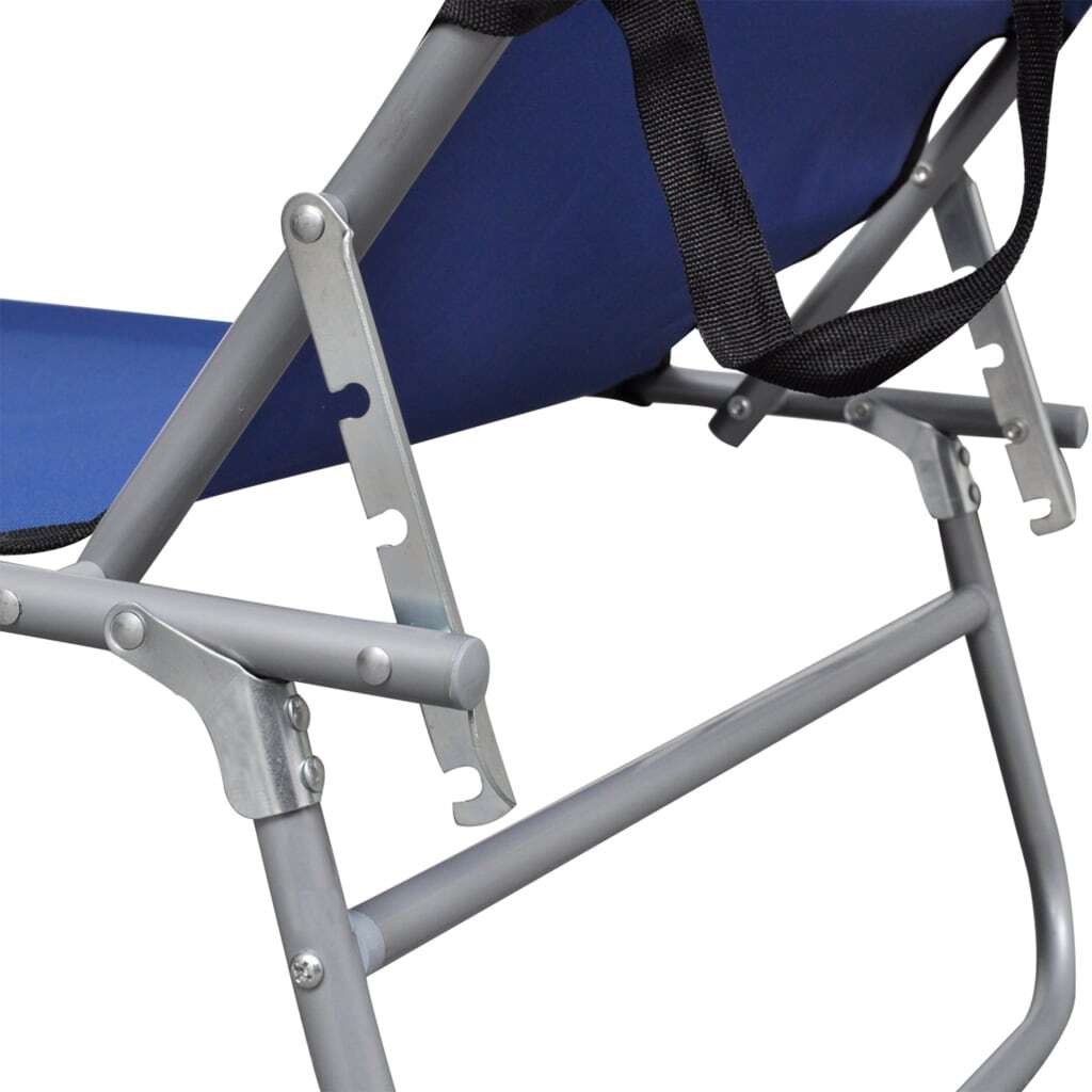 Folding Sun Lounger with Canopy Blue Aluminum - Galactic capuchin