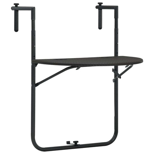 Hanging Balcony Table Brown 23.6"x25.2"x32.9" Plastic Rattan Look - Galactic capuchin