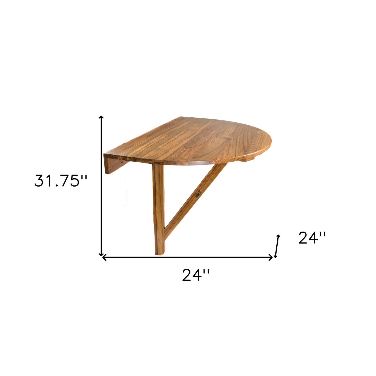 24" Brown Half Round Solid Wood Folding Outdoor Balcony Table - Galactic capuchin