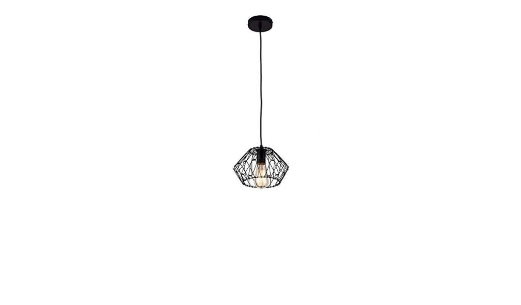 Black Metal Cage Modern Industrial Single Bulb Hanging Pendent Light - Galactic capuchin