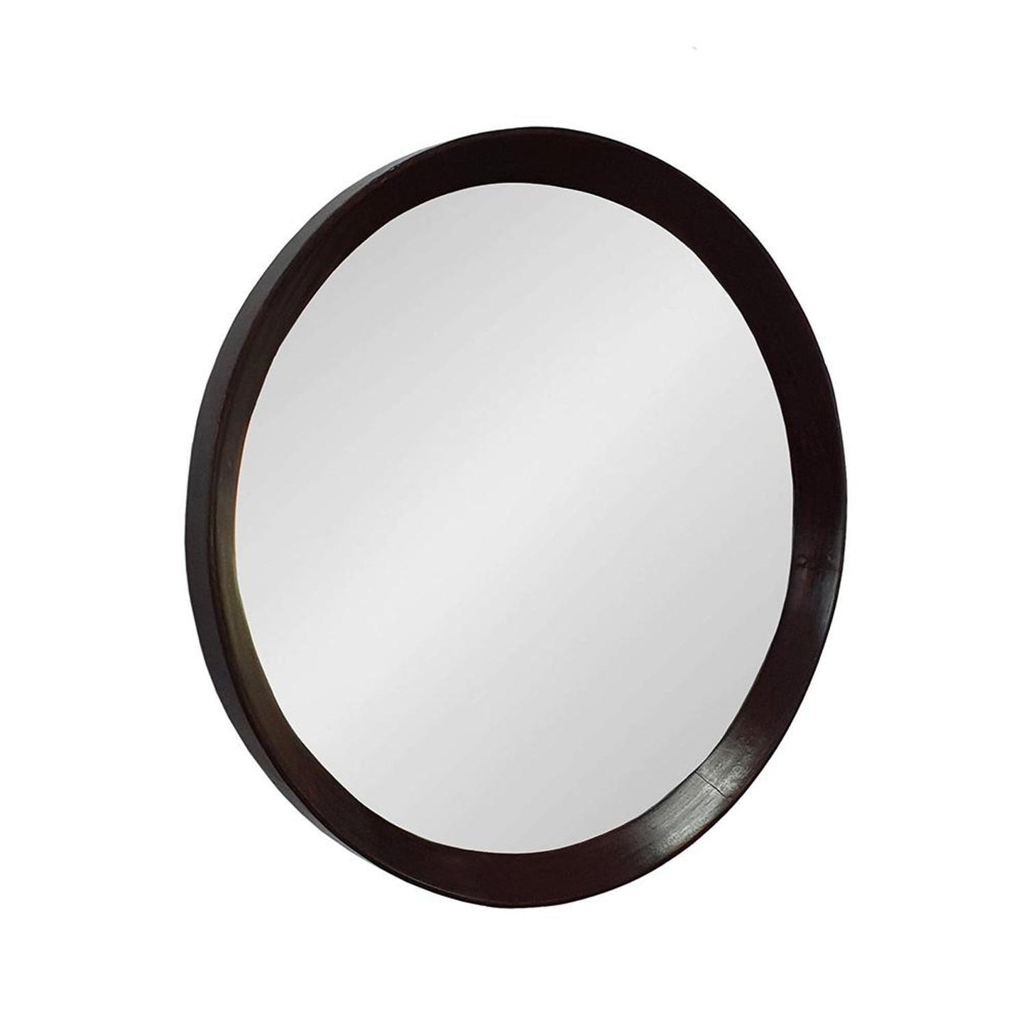 20" Dark Brown Round Wood Framed Accent Mirror - Galactic capuchin