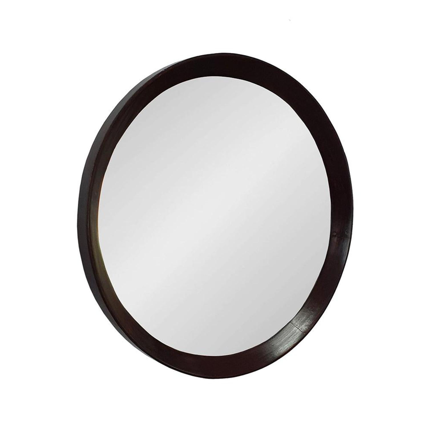 20" Dark Brown Round Wood Framed Accent Mirror - Galactic capuchin