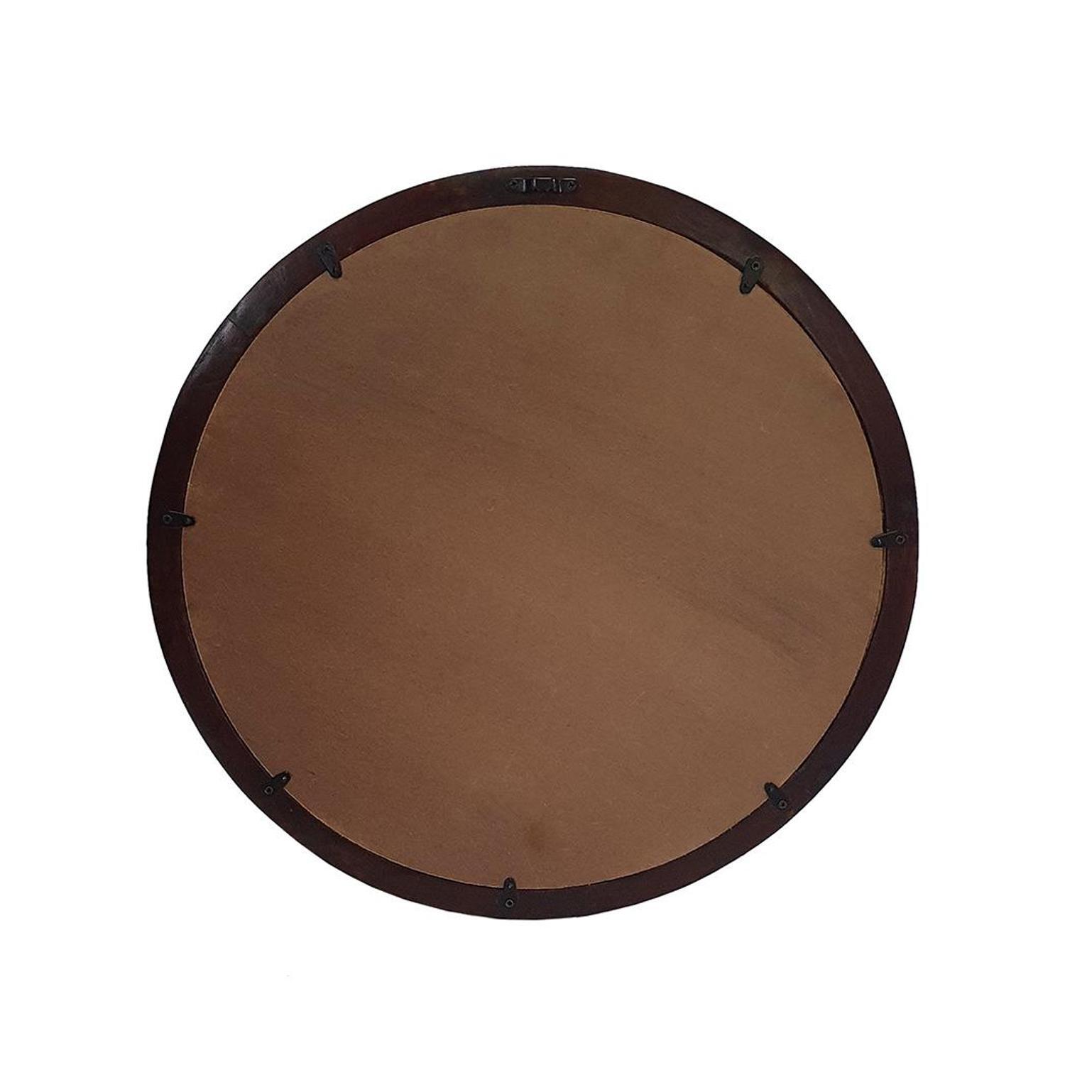 20" Dark Brown Round Wood Framed Accent Mirror - Galactic capuchin