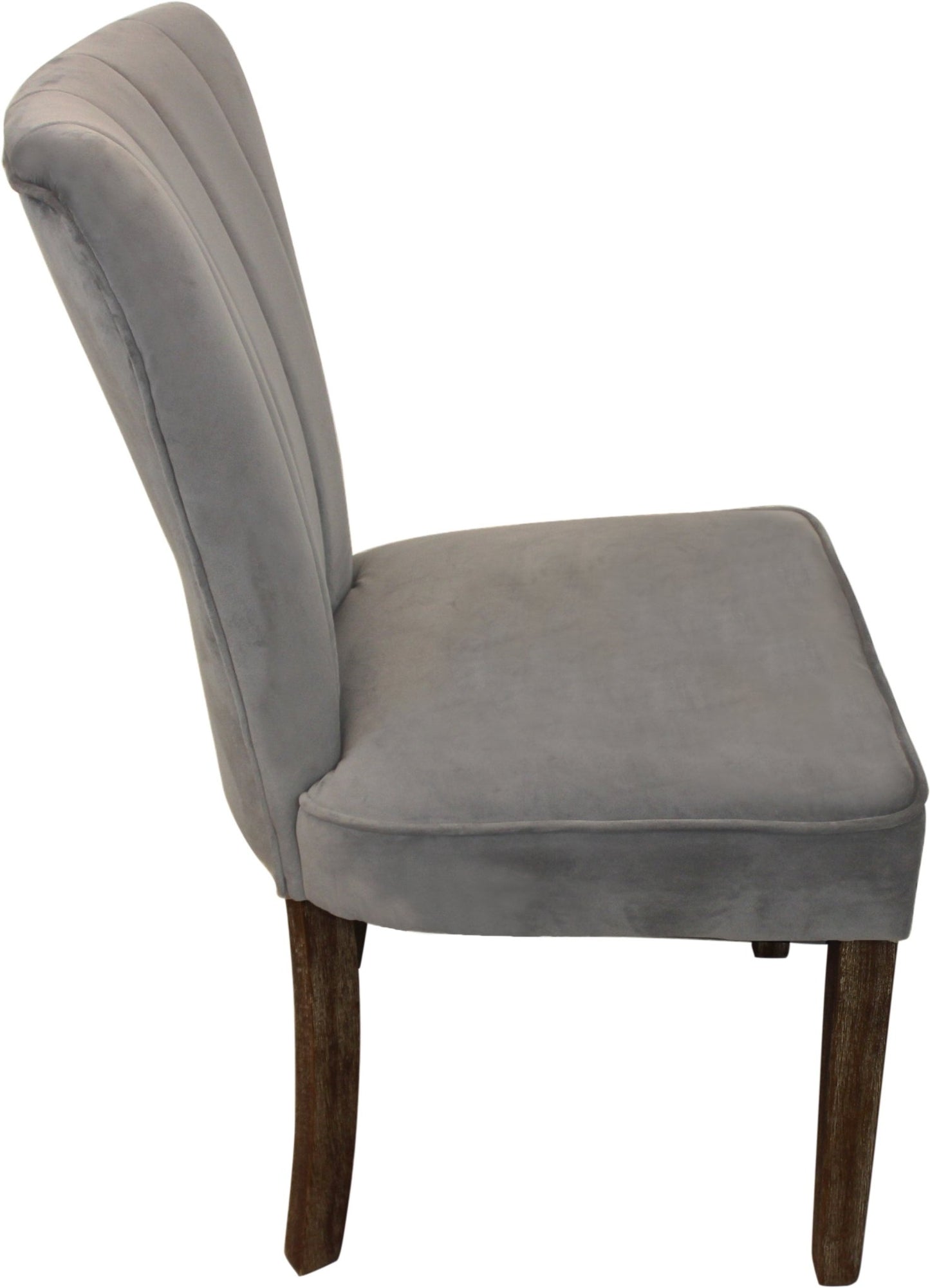 Set of Two Gray And Brown Upholstered Velvet Dining Parsons Chairs - Galactic capuchin